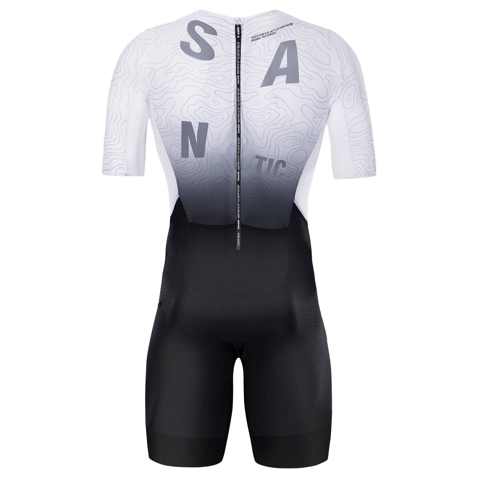 Santic Herren Triathlonanzug Einteiler Ärmellos Triathlon Anzug Gepolstert Kurzarm Trisuit Triathlon Kurz Hohe Elastizität Schnell Trocknend Abnehmen Fahrrad Skinsuit