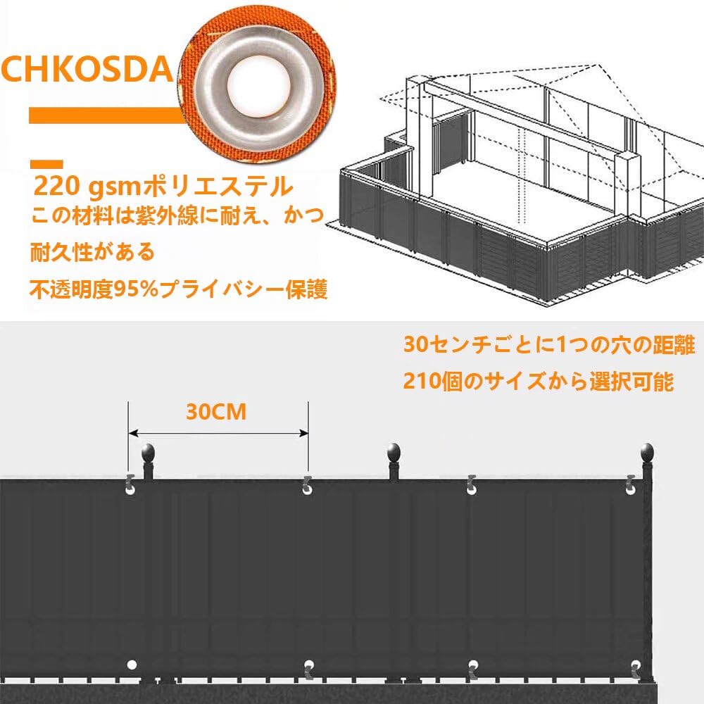 Amazon.co.jp: ベランダ 目隠し シェード （90 X 500CM） 撥水 日除け