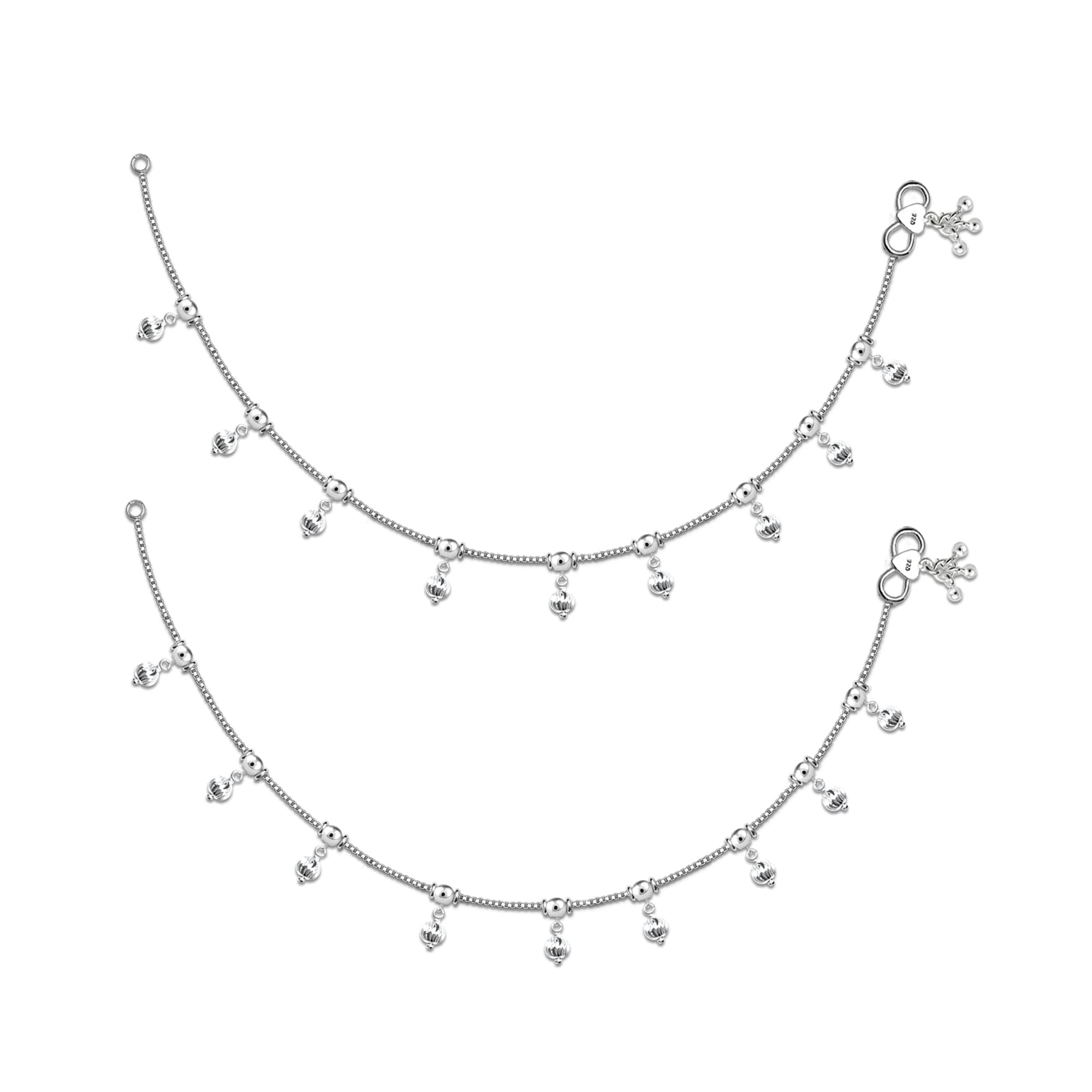 LeCalla 925 Sterling Silver BIS Hallmarked Cut Bead Design Anklets for Women and Girls (B0CMTWGKCD) Amazon Price History, Amazon Price Tracker