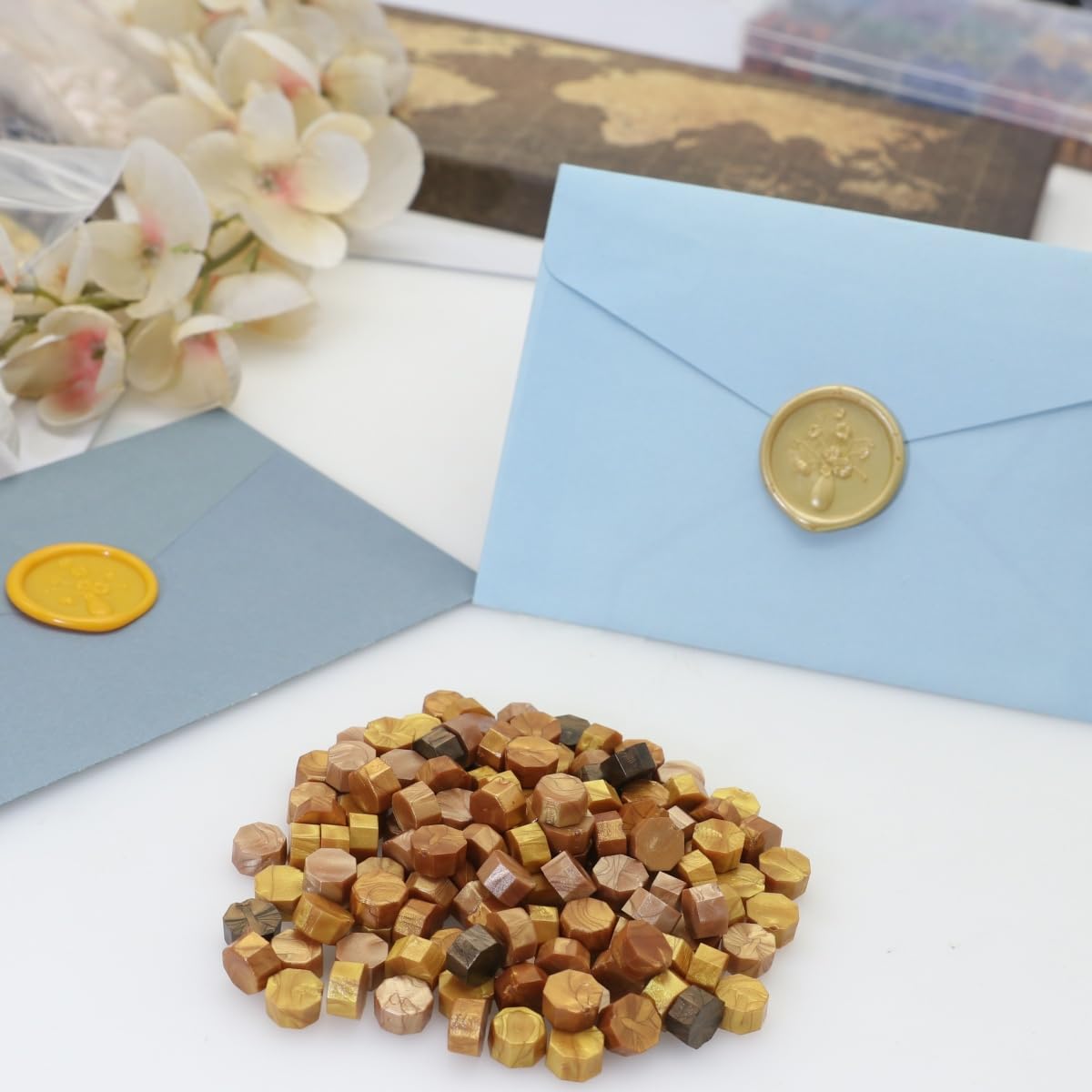 Cuentas de cera blanca sellada, 600 cuentas blancas de cera blanca, 600 cuentas de sellado de cera blanca para sellos de cera, kit de cuentas de sello de cera, perfecto para invitaciones de boda,