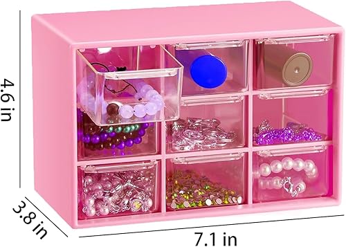 Miniatura 3 de Organizador de cajones pequeños para escritorio, 7.1 x 3.8 x 4.6 pulgadas, mini organizador de cajones de escritorio con 9 cajones transparentes,