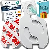 HOMYBABY® [x20] Protectores Enchufes para Bebes Certificado + REGALO EBOOK - Proteccion Seguridad Infantil Hogar - Tapas Enchufes Bebe - Protege y Cubre Enchufes Bebe - Mecanismo Giro + Adhesivo 3M