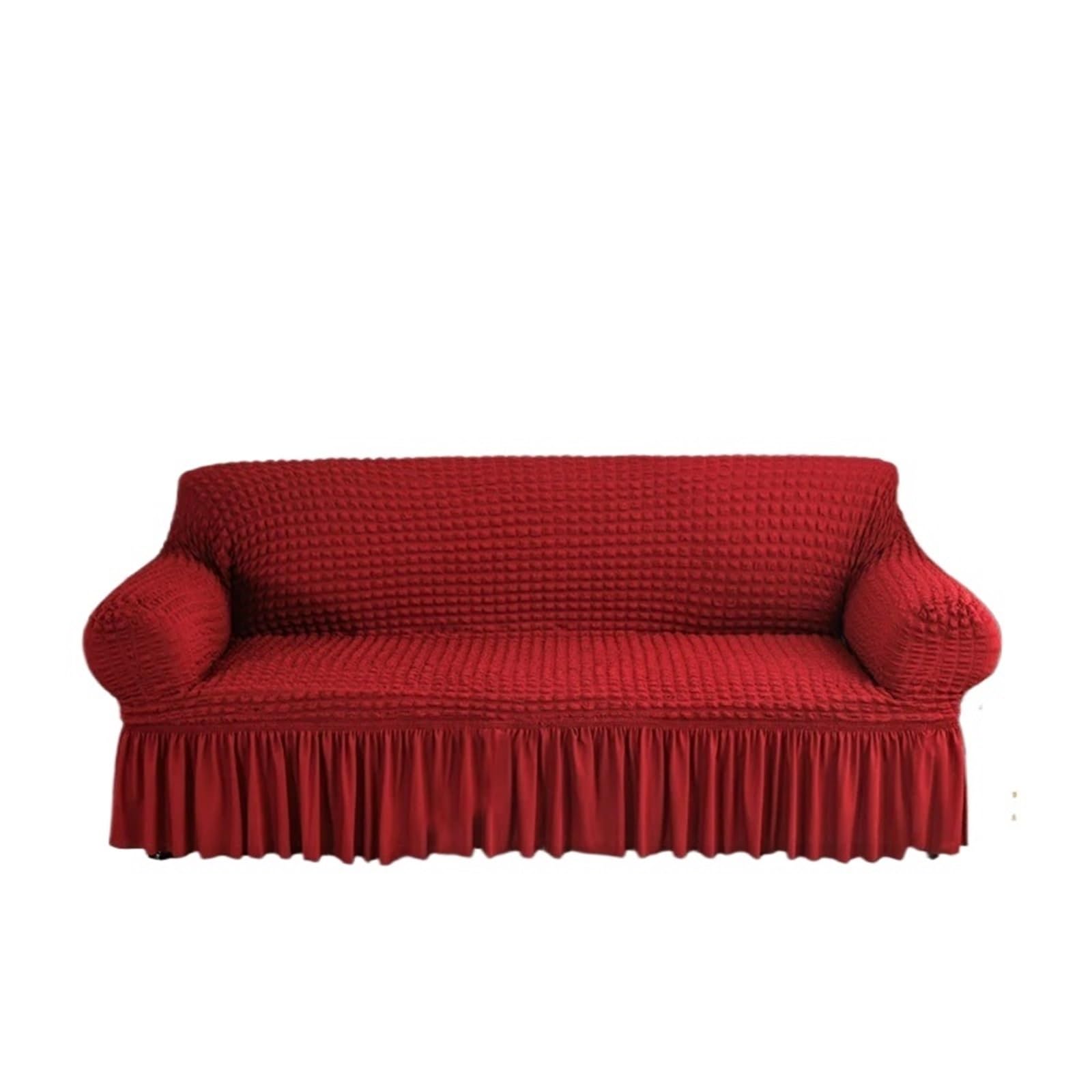 Housse de canapé bulle style hôtel chic rouge 2 places avec jupe