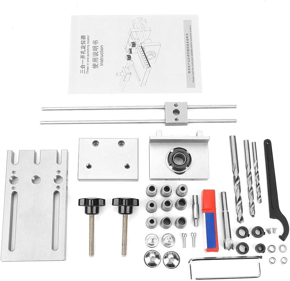 3 in 1 Self Centering Doweling Jig Drill Locator Kit Woodworking Position Hole Drilling for DIY Woodworking Furniture Repair, 6/8/10/15mm