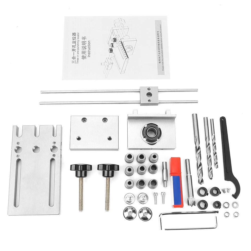 Plantilla de espiga, 3 en 1 6/8/10/15 mm Plantilla de espiga autocentrante para carpintería, kit localizador de guía de broca ajustable con placa de sujeción