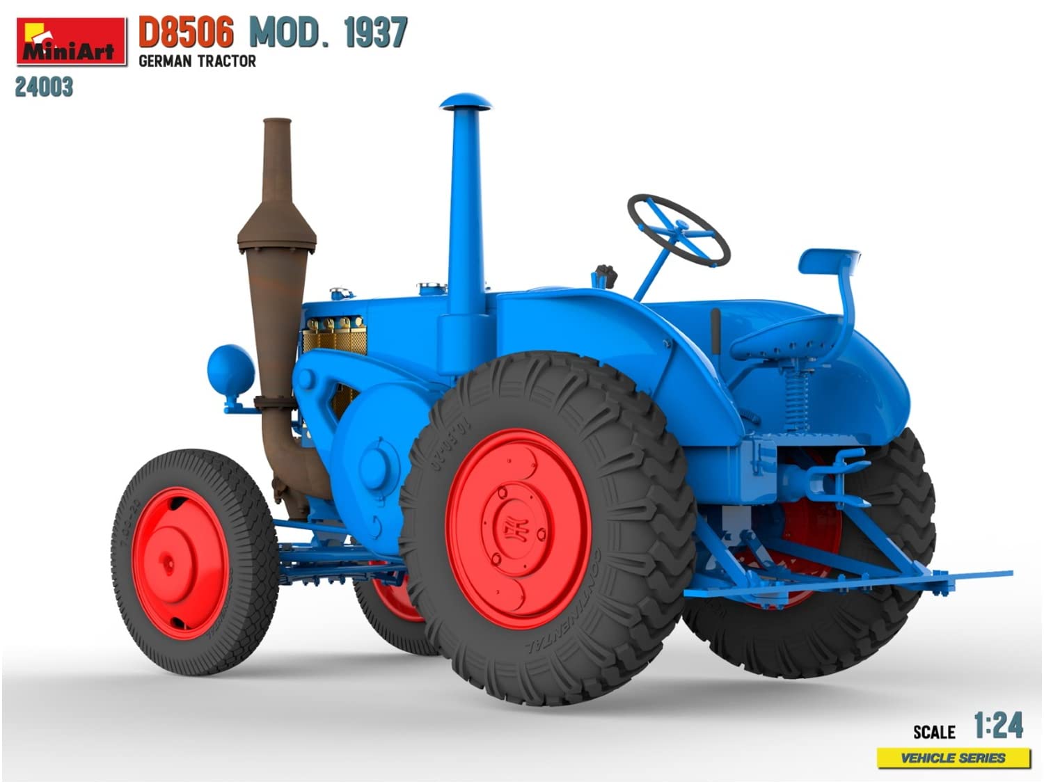 MiniArt 24003 1:24 Dt. Traktor D8506 Mod. 1937 - originalgetreue Nachbildung, Modellbau, Plastik Bausatz, Basteln, Hobby, Kleben, Modellbausatz, Zusammenbauen, unlackiert