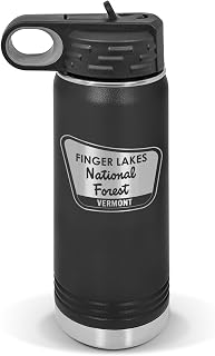 RDW Finger Lakes National Forest Water Bottle 20 oz - Laser Engraved w/Flip Top Removable Straw - Polar Camel - Stainless - Vacuum Insulated - Drinkware - Vermont vt Camping Hiking