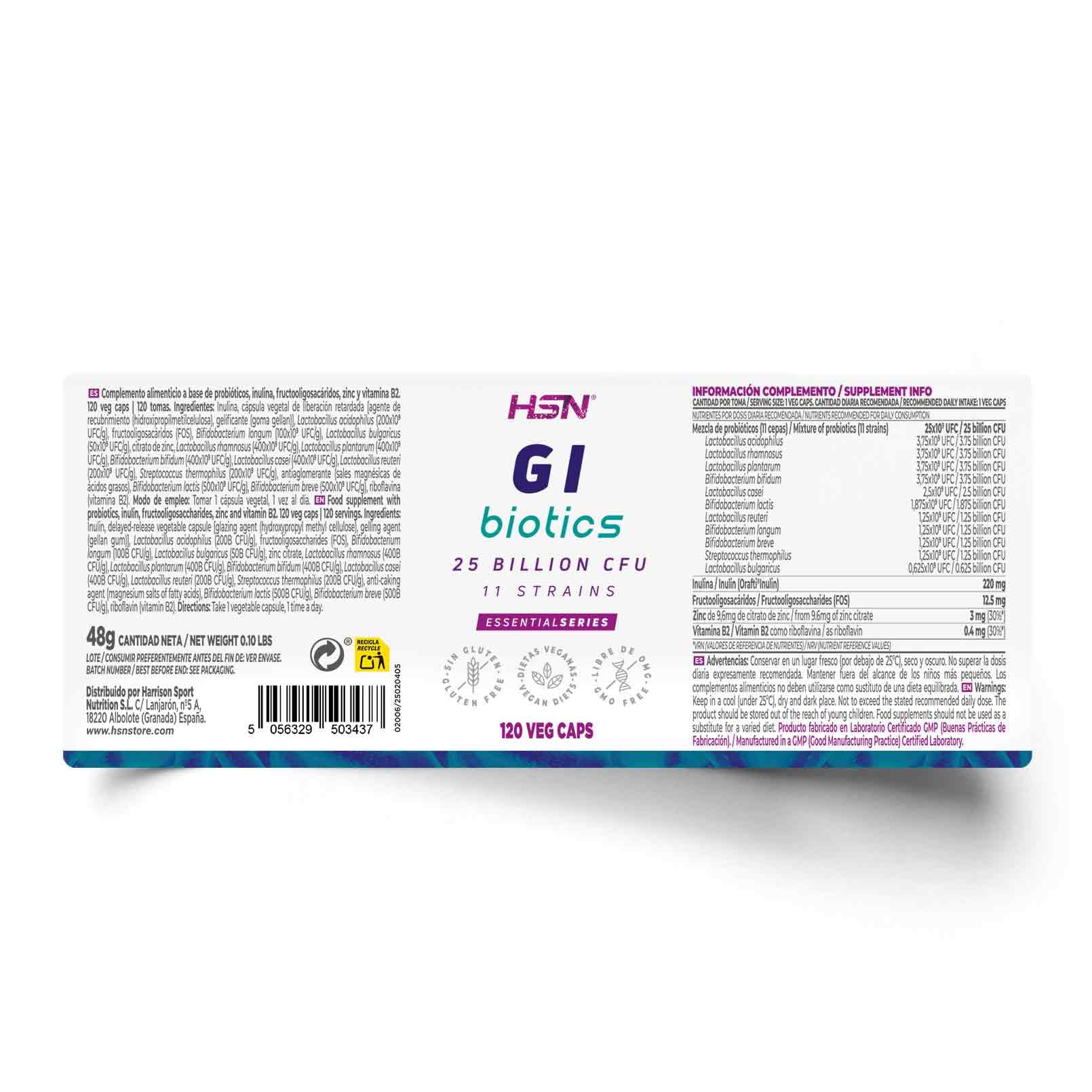 HSN GI BIOTICS | Gastrointestinal Health Probiotic | 25 Milliarden KBE's | 4-Monats-Versorgung | Vegan, glutenfrei, laktosefrei, 120 Veg Cap