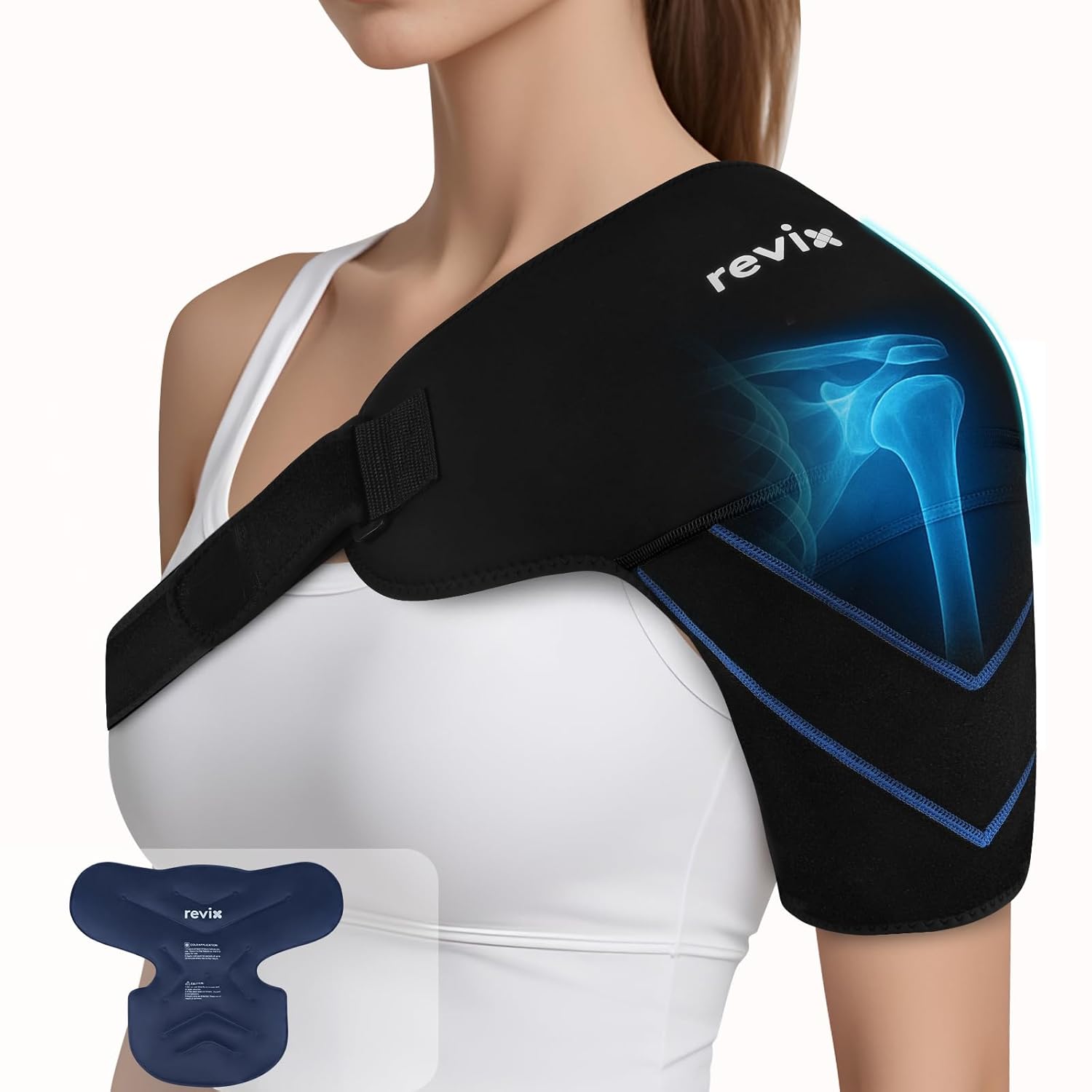 REVIX Shoulder Ice Pack Wrap Ice Shoulder Brace for Rotator Cuff and Arm Reusable Gel Cold Therapy Wrap