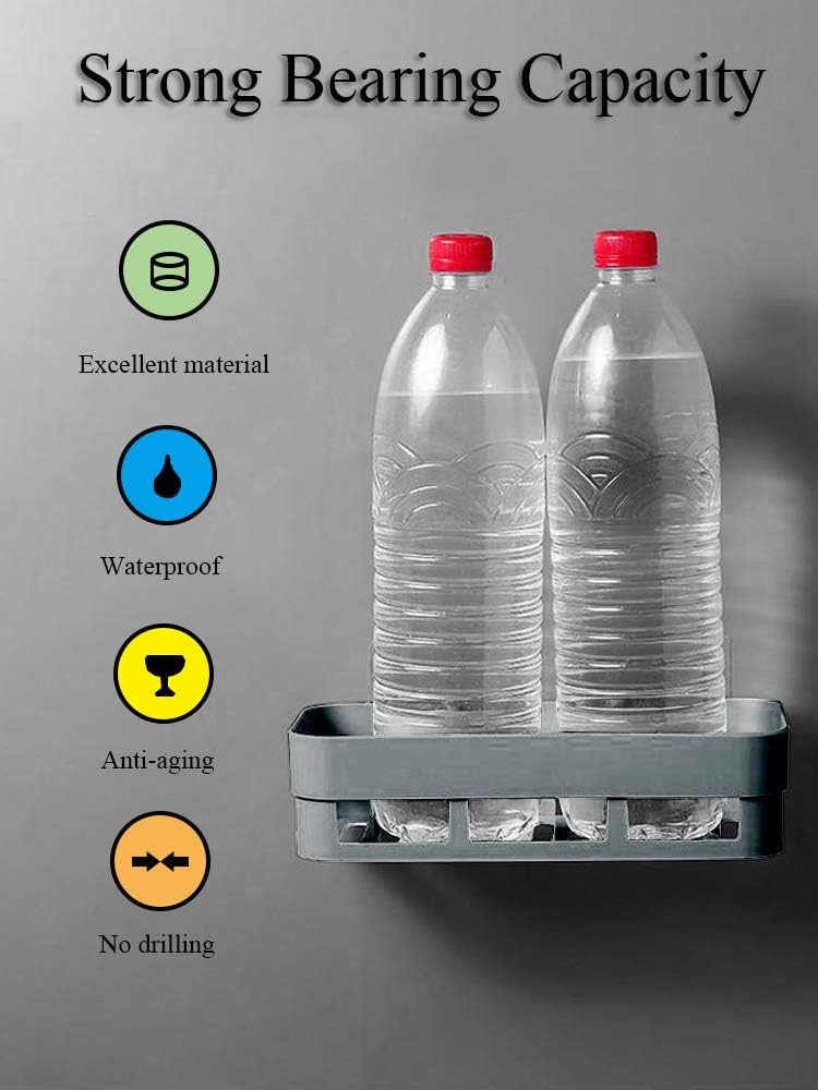 Geekboy Bathroom Shower Caddy, [2 Pack] Corner Bathroom Shelf Plastic with Suction Over the Toilet No Drilling Adhesive Bathroom Storage Organizer Wall Mounted Basket for Kitchen, Grey