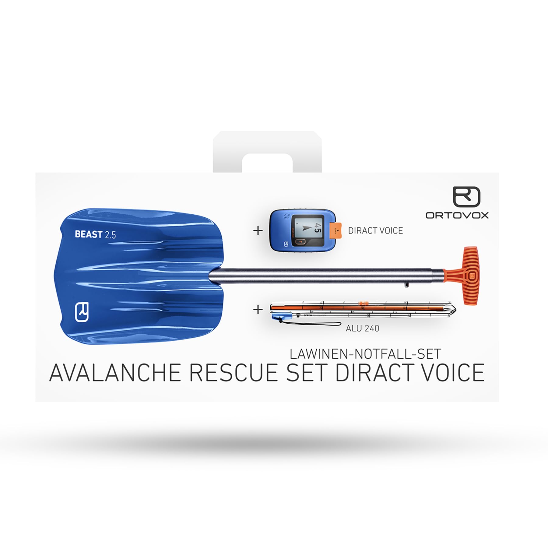 Ortovox Rescue Set Diract Voice I Shovel, Probe & Avalanche Transceiver Bundle