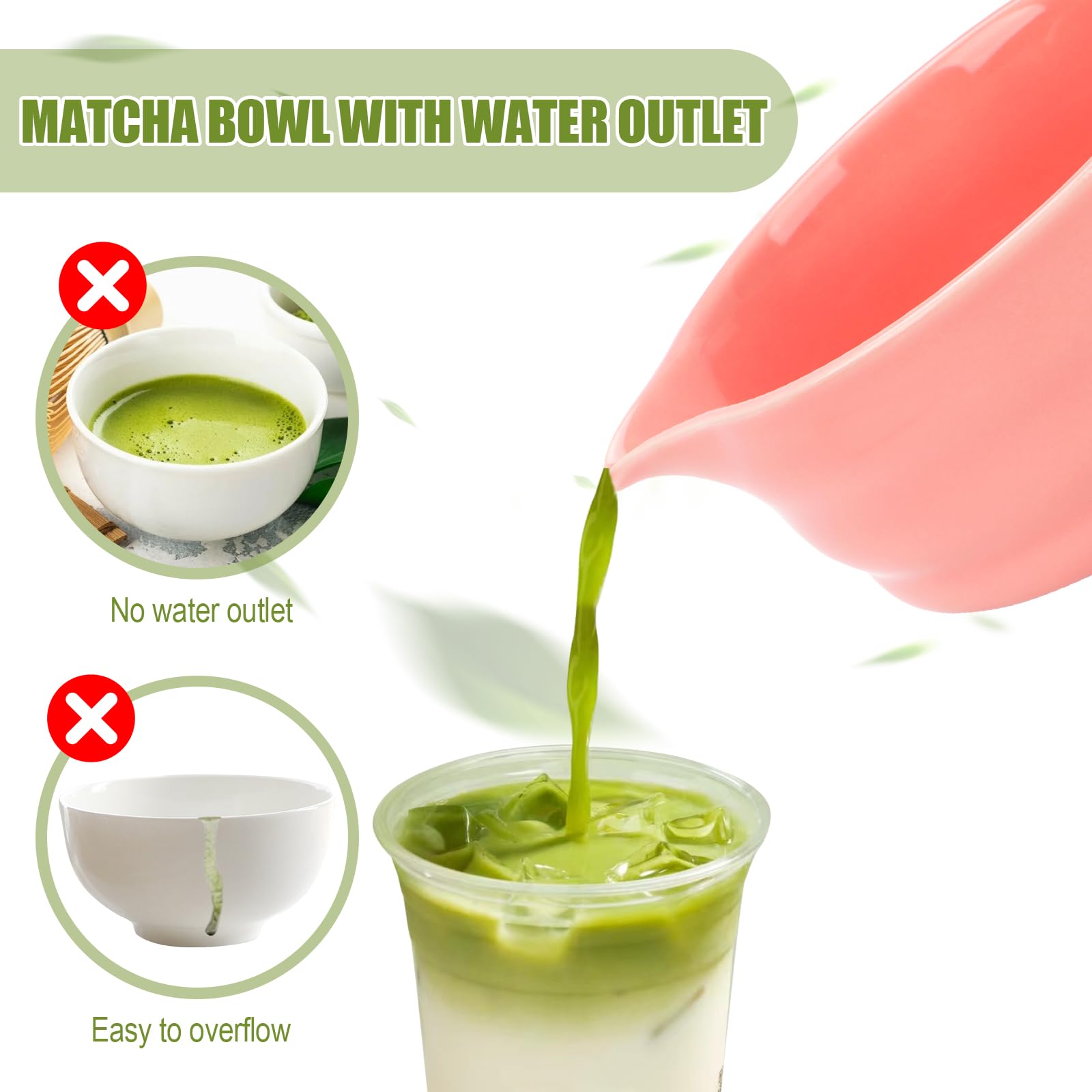Miska do matcha z wylewką, różowa miska Matcha, tradycyjna porcelanowa filiżanka matcha, 560 ml dla miłośników herbaty, matcha latte początkujący