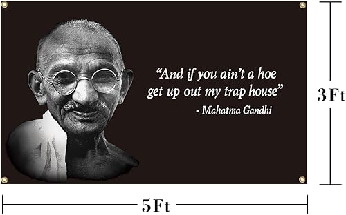 Miniatura 2 de Chief Gandhi - Bandera de 3 x 5 pies, divertido póster de pared de cueva de hombre duradero con ojales de latón. Esta hermosa bandera de