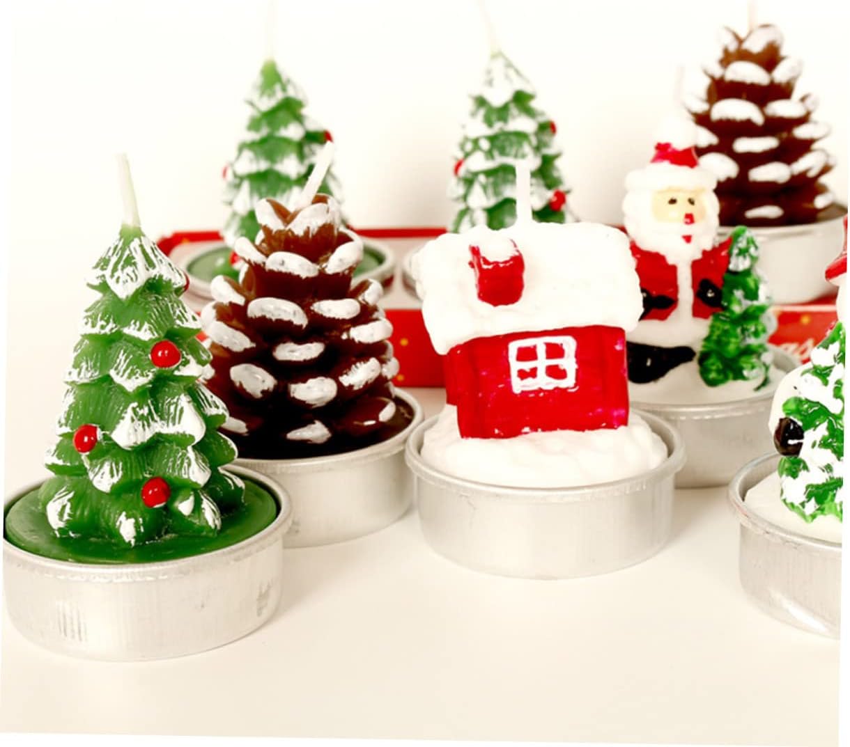 3pcs Christmas Candle Xmas Pine Cone Snowman Paraffin Decorative Candle