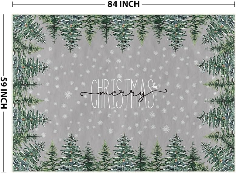 Artoid Mode Grey Pine Tree Merry Christmas Area Rug, Winter Home Decor Low-Profile Washable Rug for Entryway Bedroom Living Room Laundry Room Office Indoor 5x7 Feet