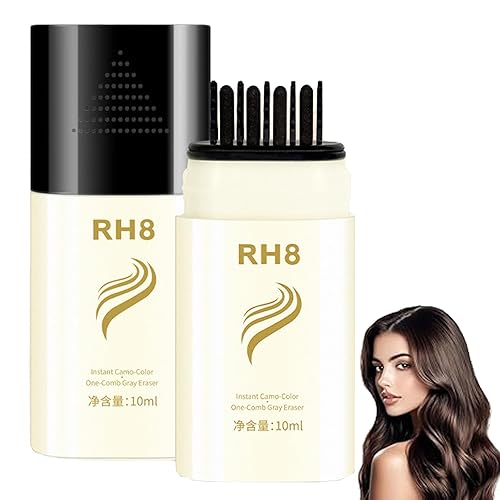 2-in-1 Hair Color Stick & Comb, Long Lasting Hair Color Stick, Waterproof, Sweat-Proof, White Hair Concealer Sticks for Women & Men (Coffee)