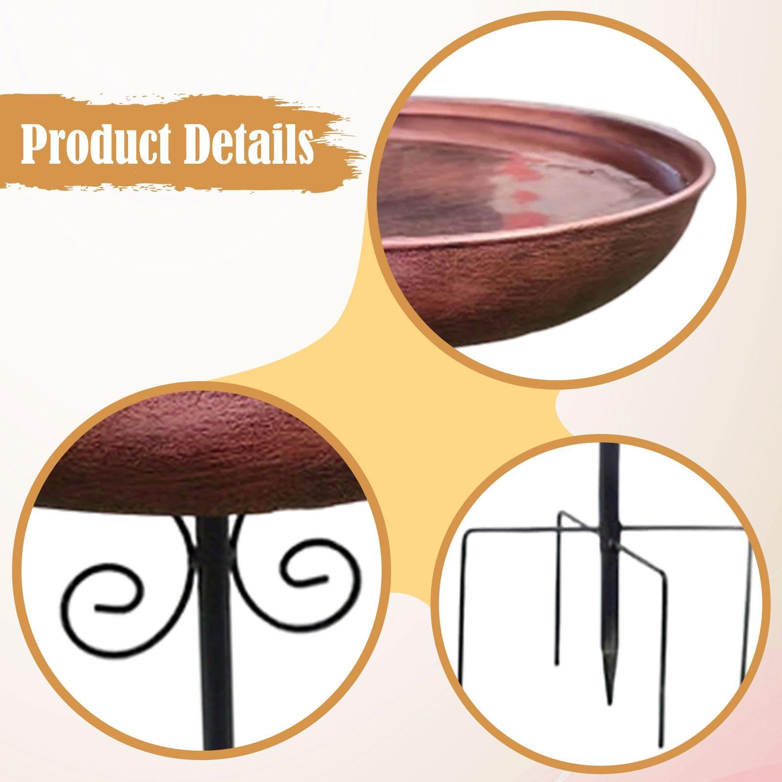 Sharplace Bebedero de Hierro para Pájaros con Base de 5 Patas. Ideal para Jardín, Patio O Cerca. También Sirve como Comedero/Bebedero para Aves Silvestres. Perf