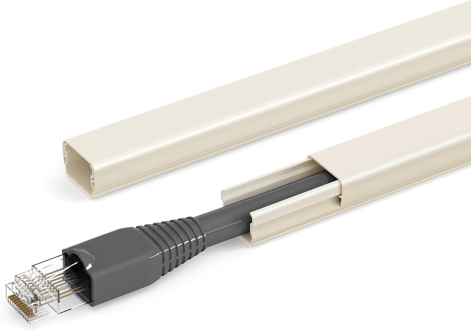 ZhiYo One Cord Hider Wall, 170in Cable Hider Concealer, Paintable PVC Wire Covers for Cords on Wall, Corner Cable Management Raceway for Thick Extension Cord, W0.6 H0.4in, White