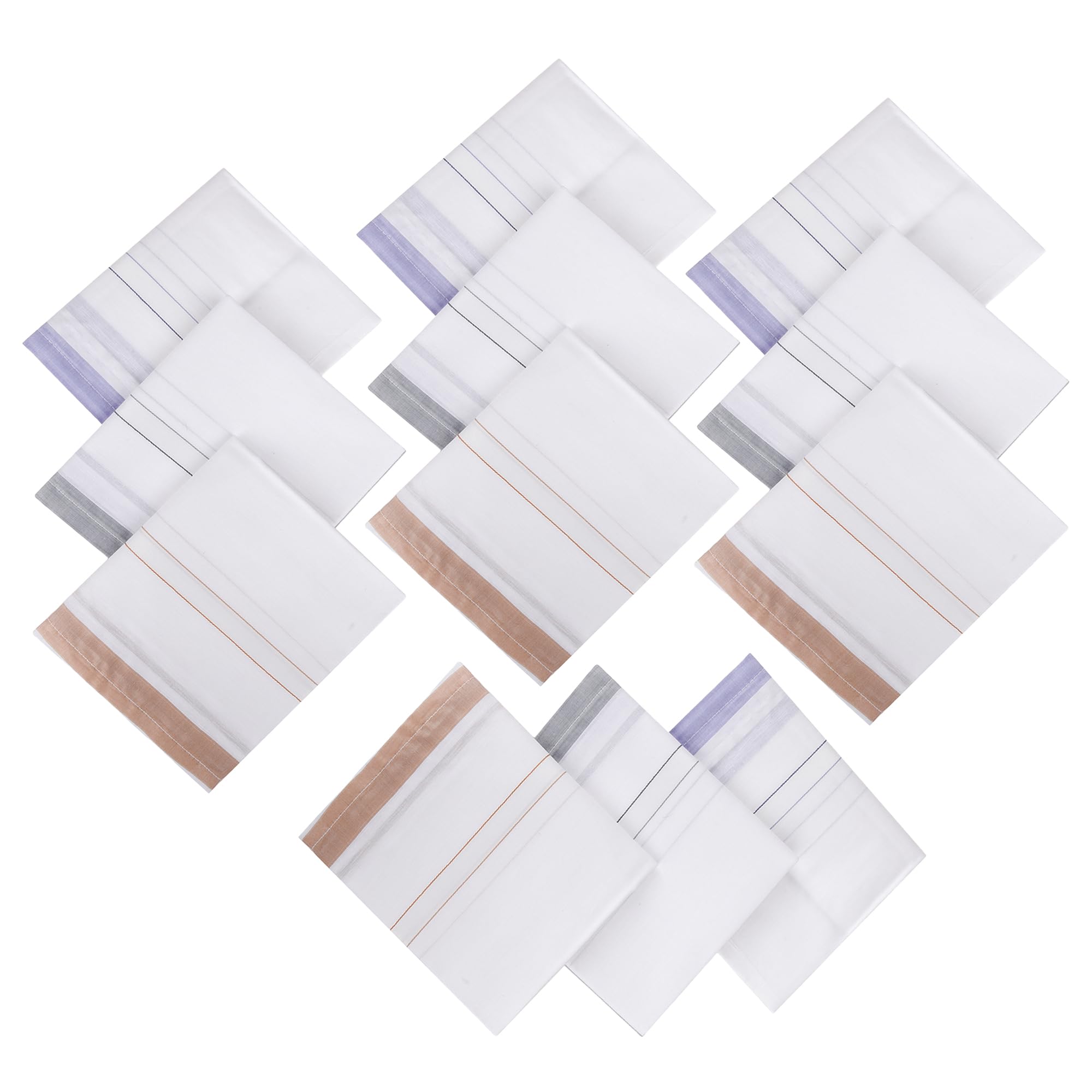 Heart Home Handkerchief | Premium Cotton Fabric | Handkerchief for men | Handkerchief for Boys | Men's Handkerchief Set | Fancy Border | 24025 | Pack of 12 | White-image-29