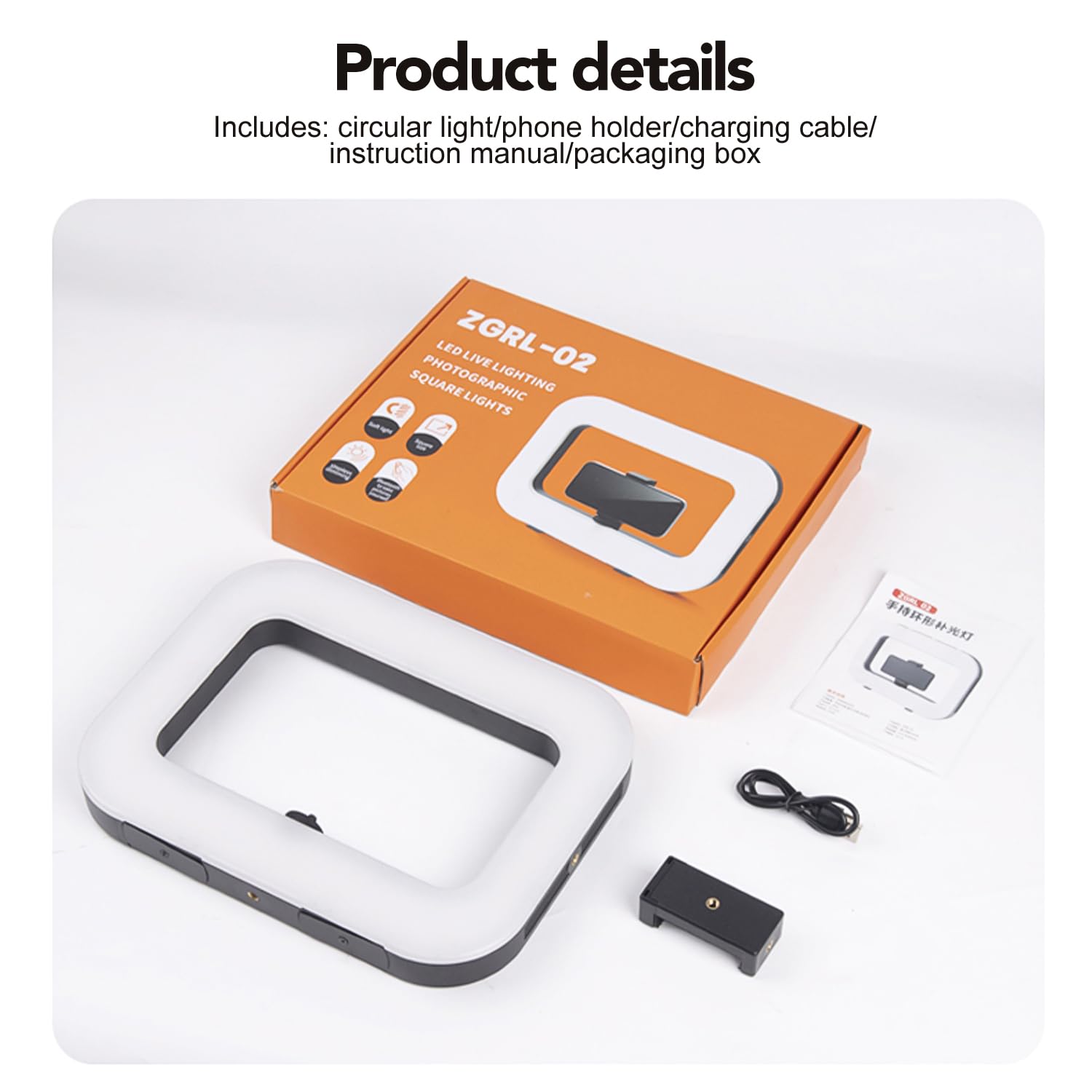 Smartphone Ring Selfie Light Kit Handheld LED Mobile Video Stabilizer Fill Lighting Rig Lights Built-in 8000mAh Battery Rechargeable for Phone Camera, YouTube, TIK tok Video Recording, Make up