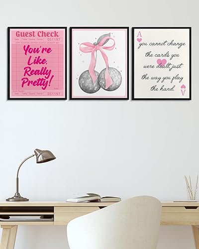 Miniatura 3 de WEZADUK Decoración artística de pared rosa preparada, póster de arte de pared de coqueta, decoración estética de habitación de cerezo, pintura retro