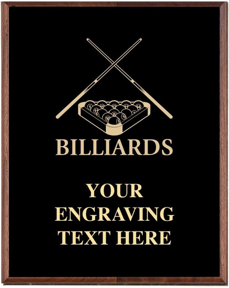 Crown Awards Billiards Plaques, Custom Engraved Billiards Pool Trophy Plaque Award, Great Customizable Billiards Gift Prime