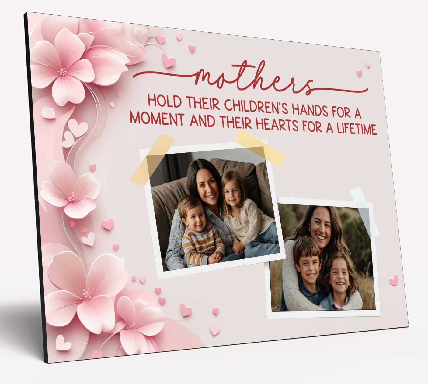 The Plum Penguin Mother Hold Hands Personalised Photo Gift A4 Wooden Wall Art Mother's Day Customised Print For Mum Mummy Grandma Nan Gift