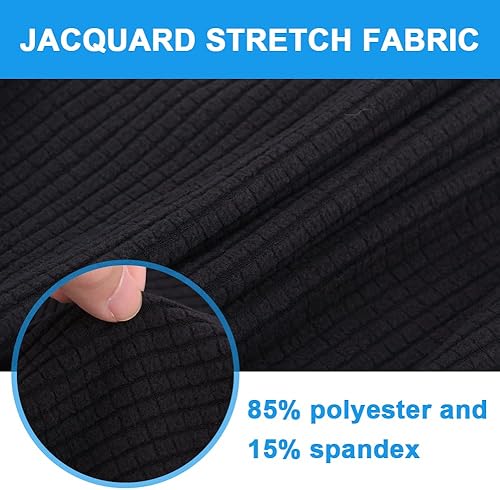 Miniatura 2 de Fundas de asiento elásticas para silla de oficina con funda para reposabrazos, patrón de jacquard con respaldo alto, fundas extraíbles y elásticas