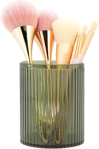 DASITON Soporte para brochas de maquillaje de gran capacidad, taza de brochas de maquillaje acrílica, soporte para brochas de maquillaje a rayas