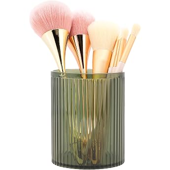 DASITON Make Up Cosmetic Organiser Acrylic Make Up Brush Organiser Brush Holder Cosmetic Storage for Bathroom Bedroom Dressing Table Organiser for Brushes Eyeliners Lipstick Green