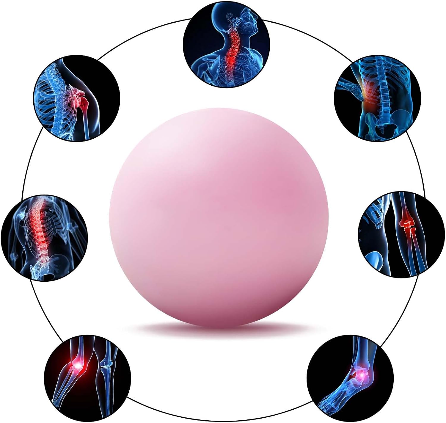 WOVTE Massage Lacrosse Ball for Sore Muscles, Shoulders, Neck, Back, Foot, Body, Deep Tissue, Trigger Point, Muscle Knots, Yoga and Myofascial Release (Pink)