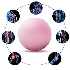 WOVTE Massage Lacrosse Ball for Sore Muscles, Shoulders, Neck, Back, Foot, Body, Deep Tissue, Trigger Point, Muscle Knots, Yoga and Myofascial Release (Pink)
