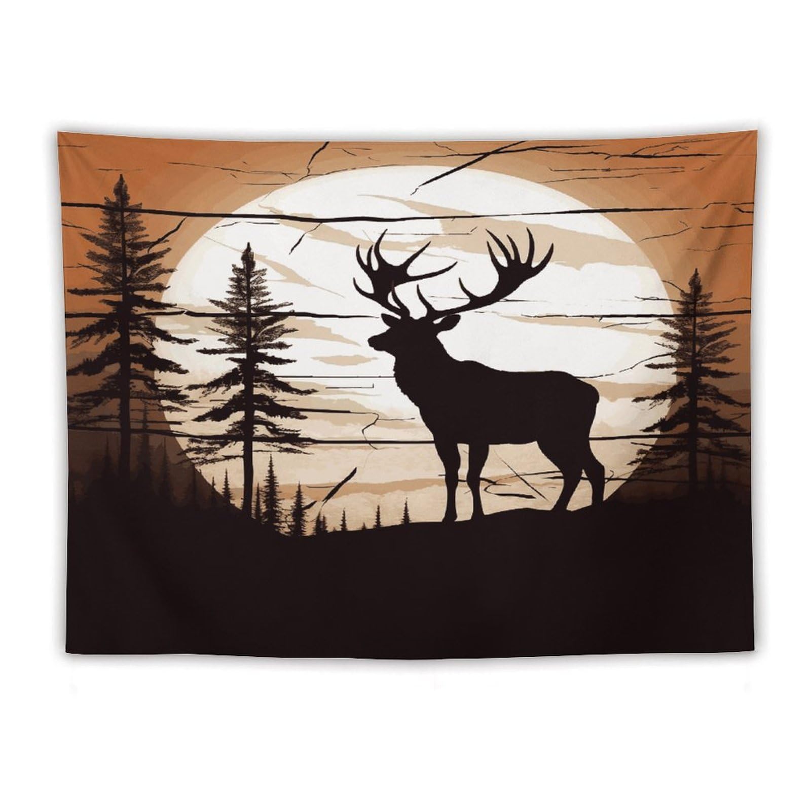 LDGSUPH Wild Elk Silhouette Tapestry Wall Hanging Decor Anti-fading Aesthetic Wall Tapestries Fashion Wall Blanket Decor Modern Wall Art Tapestry for Bedroom Home Decor 60"x80"