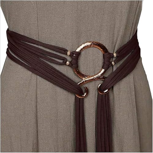 CXQRR Viking-Inspired Medieval Rope Belt with Metal Ring - Renaissance Halloween