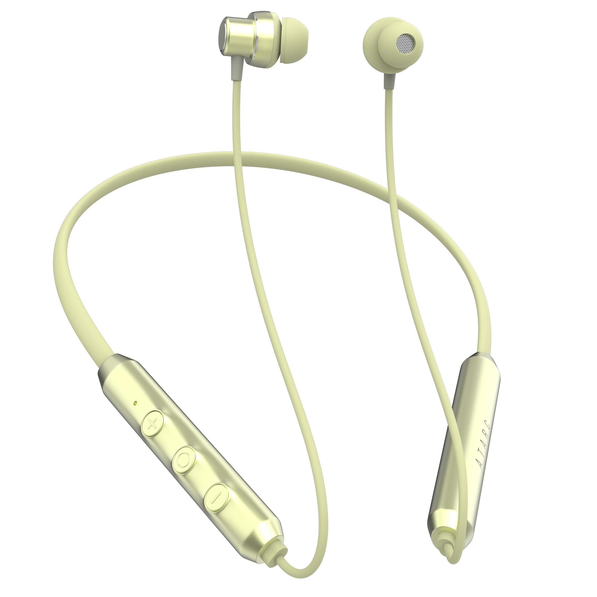 ATARC at- Supreme Bluetooth Neckband I Vibration Call Alert I Long Lasting Playtime 60 Hrs Dual Pairing I Type-C Fast Charging Sweat & Splash Proof, Best for Gaming, Running, Workout (Gold)