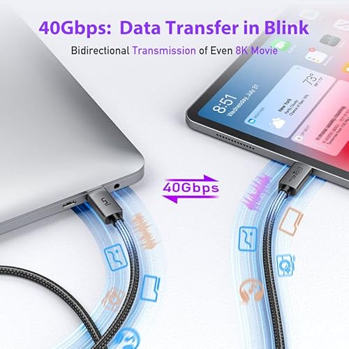 Uni [Usb-If Certified] Usb C Video Cable, 8K Usb C To Usb C Monitor Cable With 4K Display Supports 40Gbps Data, 100W Charging, Usb4 Cable For Thunderbolt3/4 Compatible With Macbook, Imac, Ipad Pro #TOP4