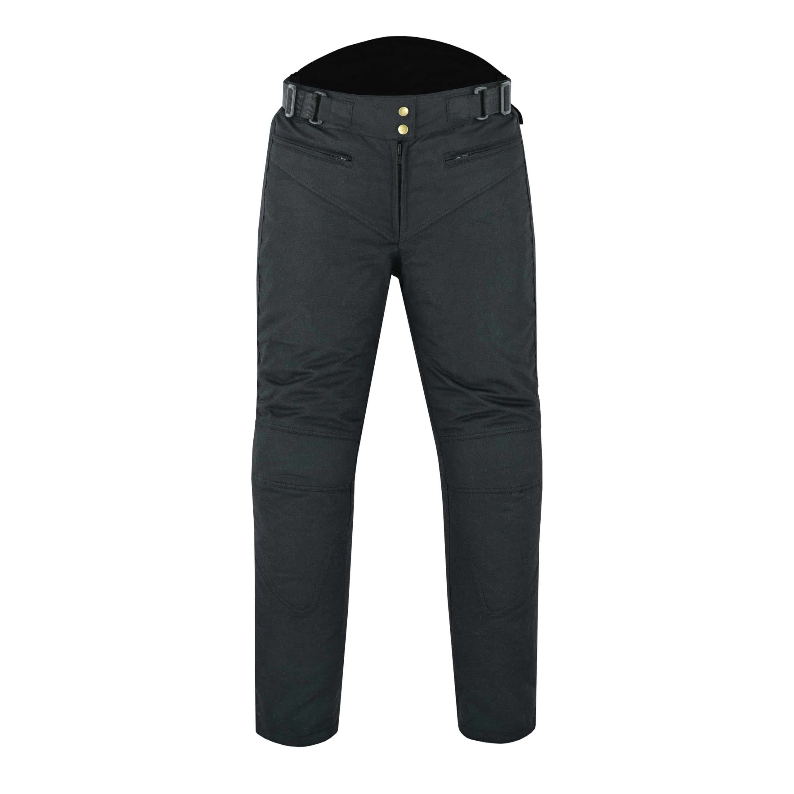 Pantalon de Moto en Coton ciré pour Femme 12 oz Pantalon de Moto blindé de Protection CE décontracté pour Femme Pantalon Textile Fixe imperméable et Doublure en Maille pour l'extérieur