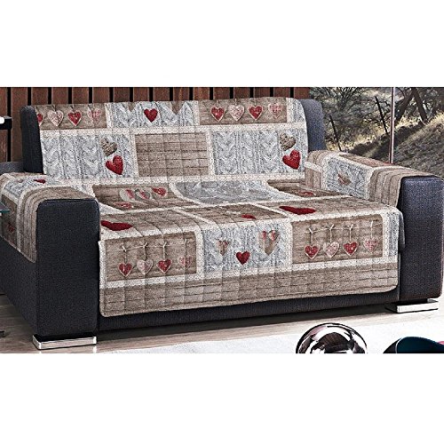 Copridivano Salvadivano Trapuntato Shabby Chic Cuori – 100% Cotone, Fodera In TNT, Prodotto Italiano - 2