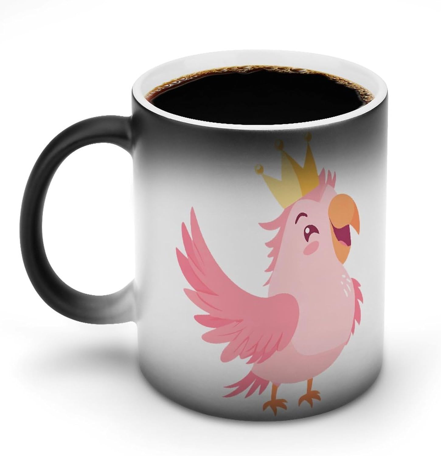 Pinkcolor Parrot Color Changing Mug Heated Ceramic Cup Heat Sensitive Coffee Mug Fun Gift