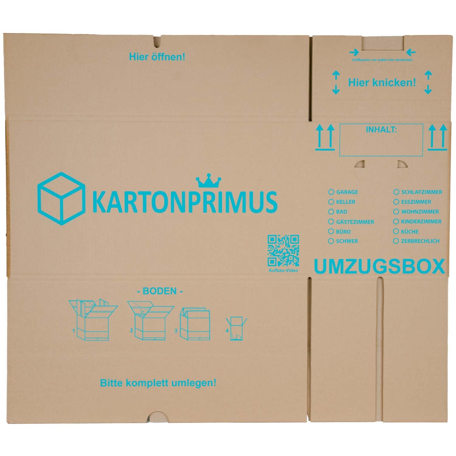 10 Umzugskartons 620 x 300 x 330 mm zweiwellig stabiler Karton bis 40 kg verstärkte Griffe und stapelbar Umzugkarton Umzugsbox Bücherkarton Archivbox Ordnerkarton Umzugskiste (10 Stück)