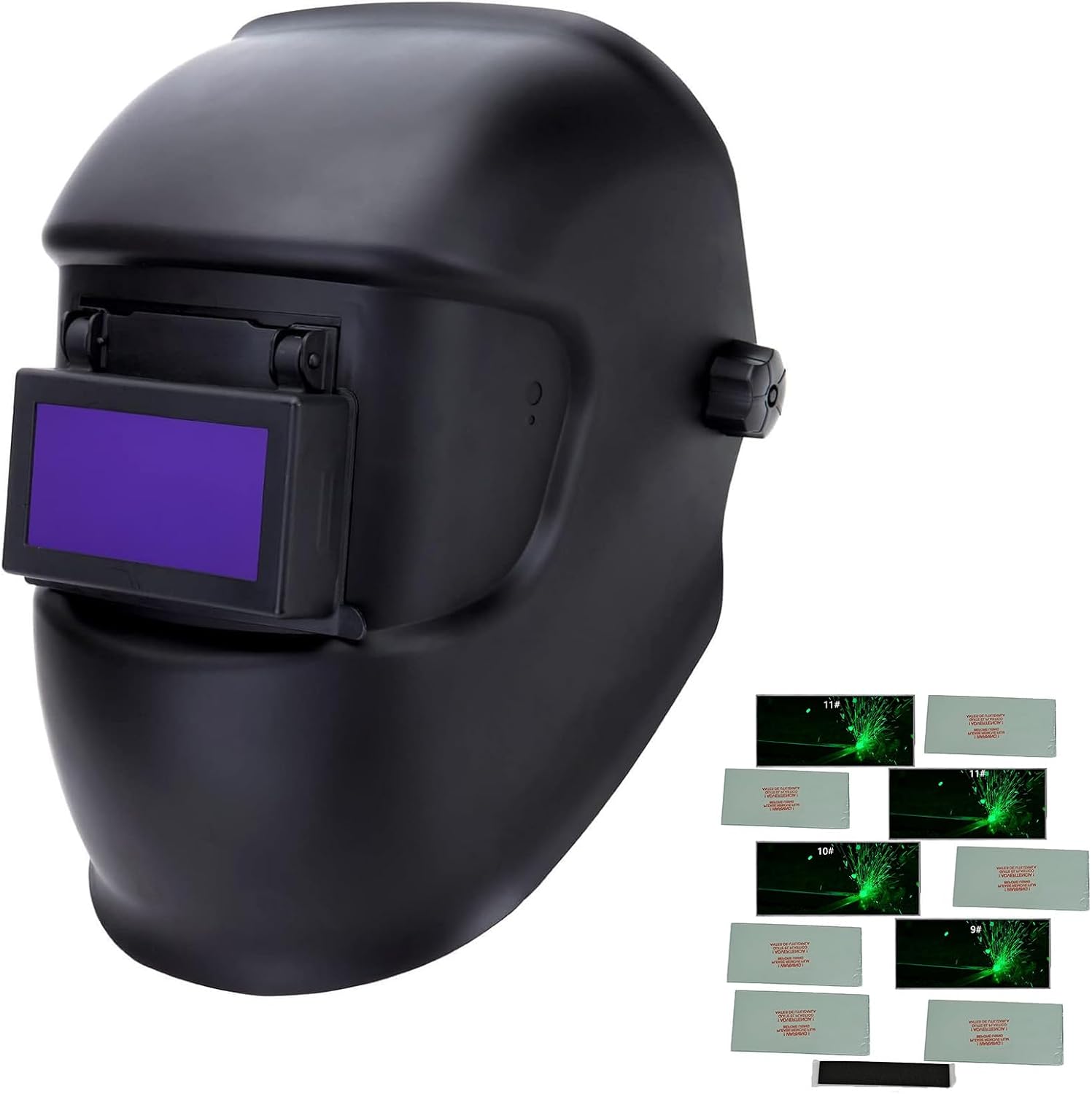 Flip-up Black Glass Welding Mask, Detachable Black Lens, with 5Pcs Shade Welding Glass Lens