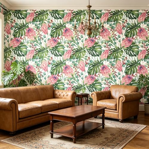 Fightal Tropical Floral Monstera Green Leaf Flowers Wallpaper - 96''x32'' by Fightal - Used condition - Image 3