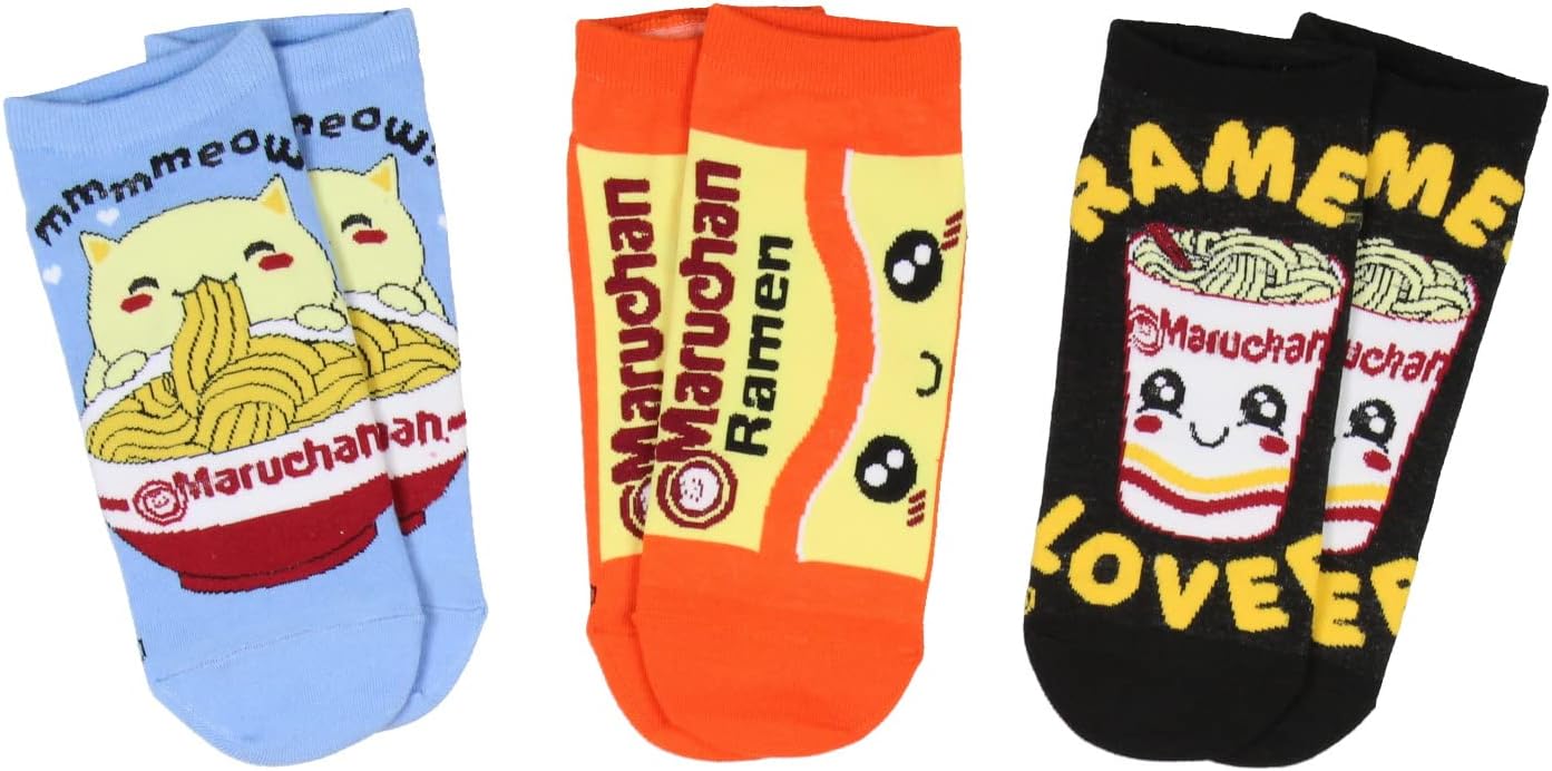 Maruchan Ramen Noodles Face Logo Adult 5 Pair No-Show Socks - Image 3