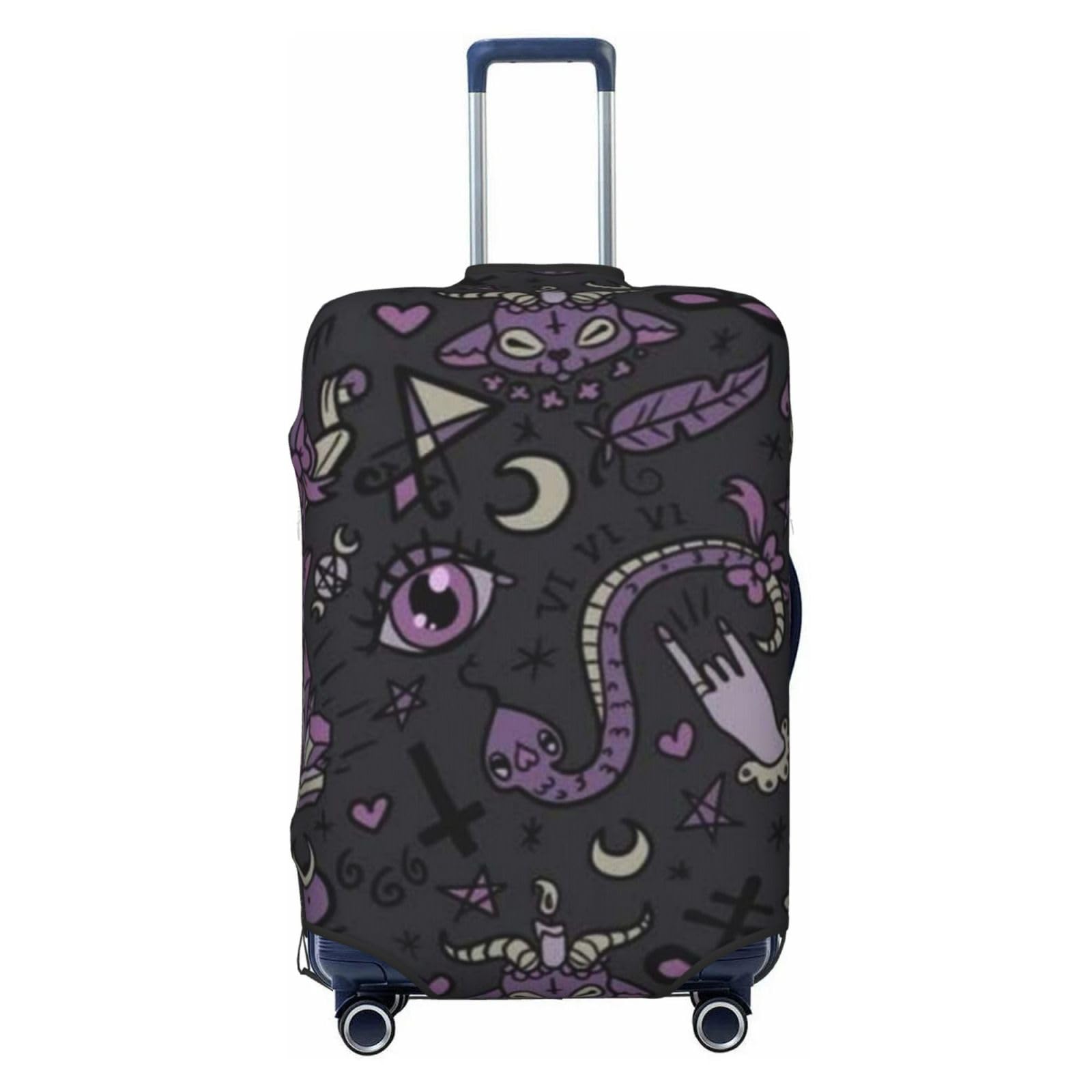 WESTCH Purple Black Goth Spooky Suitcase Cover â€“ Luggage Protector And Skin â€“ Durable, Adjustable, And Scratchproof Baggage Shield â€“ An Essential Travel Gear For Frequent Flyers