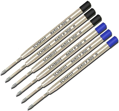 Lanier - Paquete combinado de 6 unidades – Schmidt P900 B Parker Style Recambio de punta ancha de tinta negra/azul (0.039 pulgadas)
