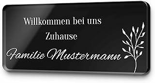 Briefkastenschild aus Hochglanz Acrylglas mit indiviueller Gravur - Türschild in Schwarz oder Anthrazit | viele verschiedene Größen, Formen und Motive - ab der Größe 8x5 cm