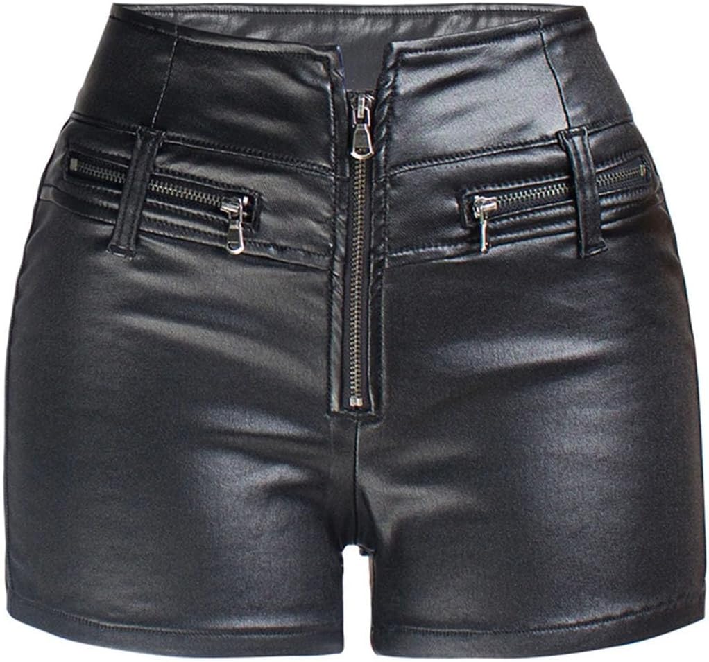 Womens Faux Leather Shorts Summer Goth High Waisted PU Leather Shorts Y2k Short Pants