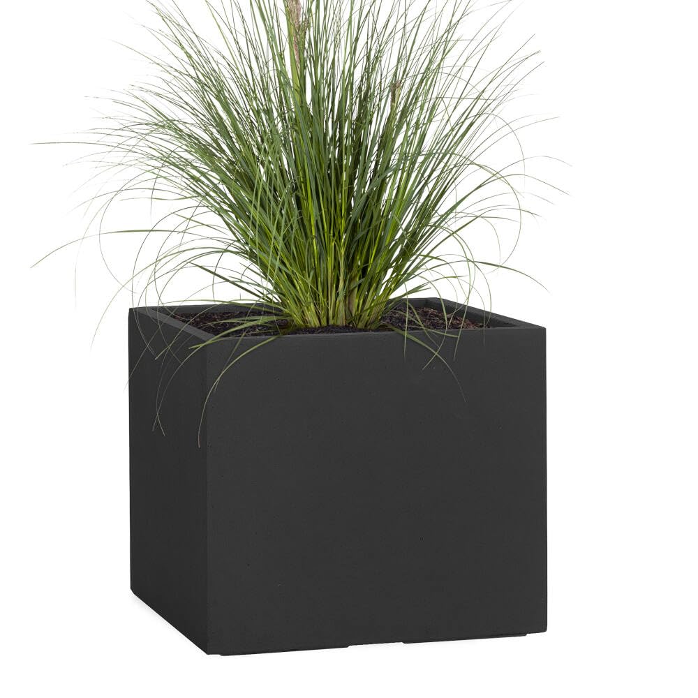 Pflanzwerk® Pflanzkübel Fiberglas Cube Anthrazit 3er-Set 23cm + 28cm + 34cm *Frostbeständig* *UV-Schutz* *Qualitätsware*