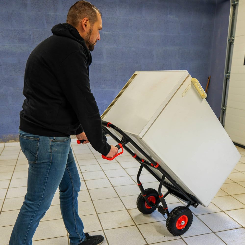 Diable pliant roues increvables - 250kg - Acier renforcé - Poignées ergonomiques - Plateau rabattable - Manutention déménagement
