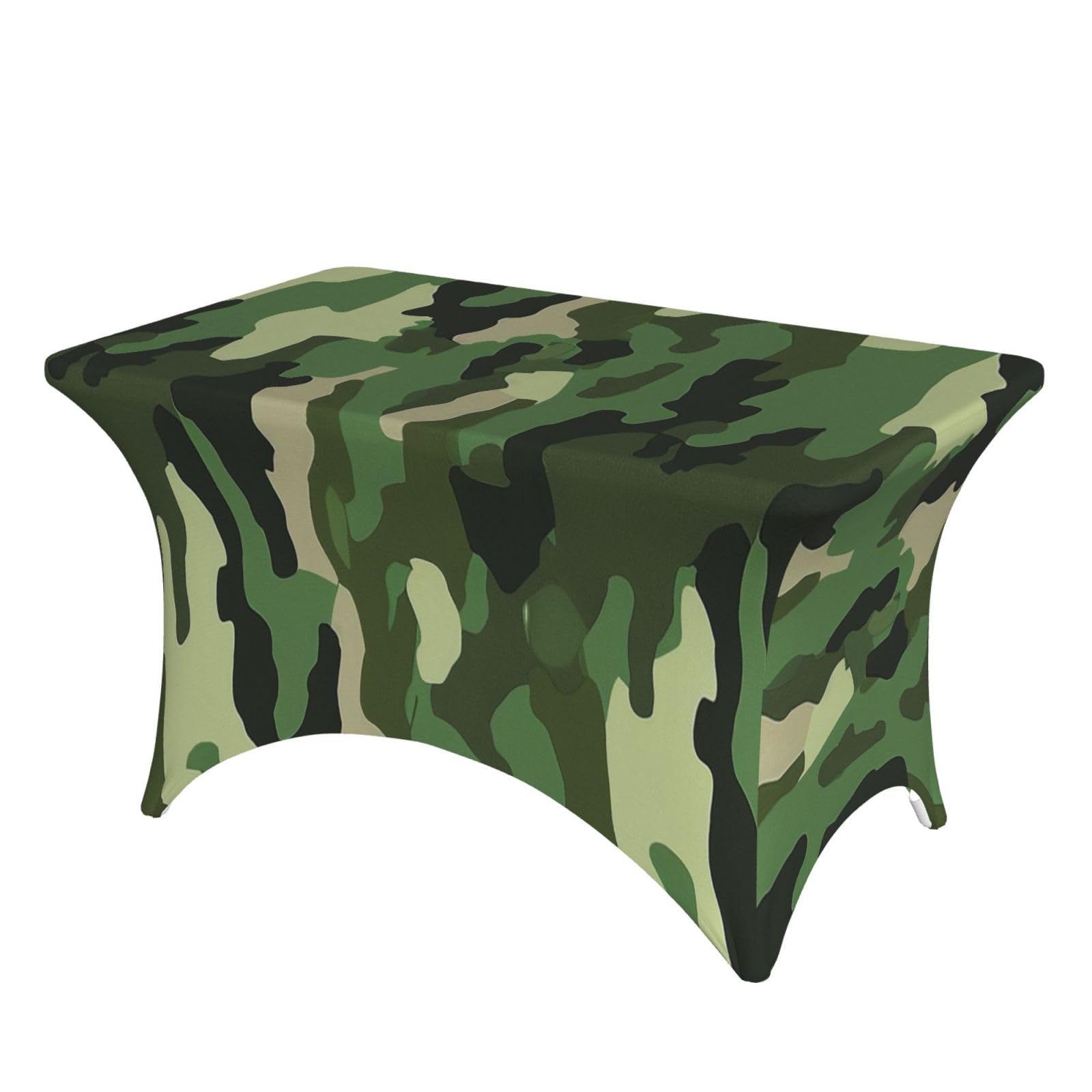 Nappe élastique lavable motif camouflage militaire vert 1,2 m anti-plis pour banquets
